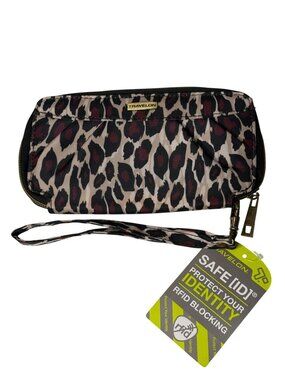 Travelon Leopard Print RFID Blocking Wristlet Wallet NWT
